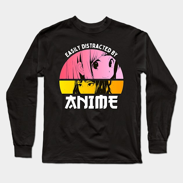 Easily Distracted By Anime Long Sleeve T-Shirt by Mad Art